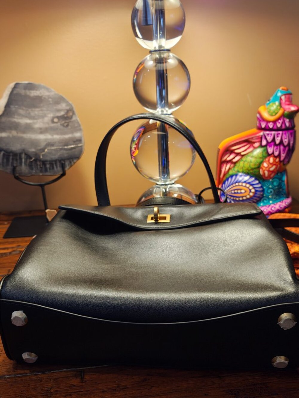 Balenciaga Women's Rodeo HandBag in Black,Smooth Calfskin Aged-Gold Hardware - Picture 12 of 16